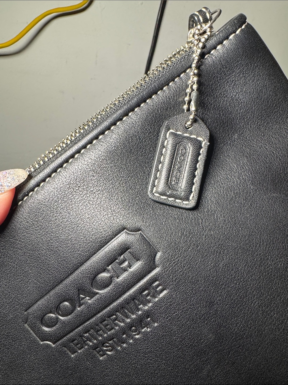 Coach Black Leatherware Embossed Toiletry Bag